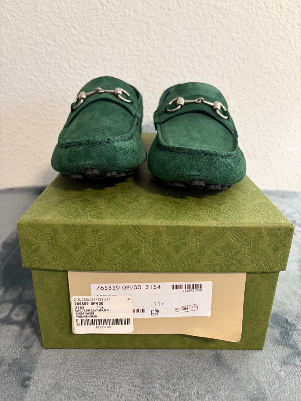 Brand New Men’s Gucci Driver Horsebit Suede Vintage Green Sz 11.5 (US 12) - Picture 8 of 8